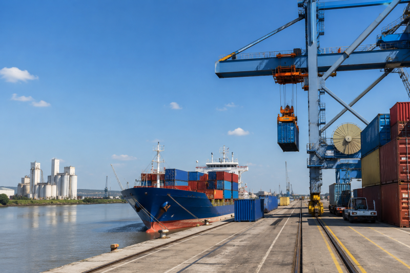 Service de logistique portuaire et assistance douanière au port de Bordeaux Bassens pour opérations import-export et transit maritime