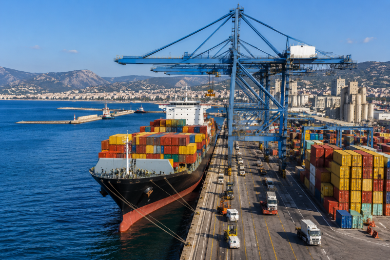 Service de logistique portuaire maritime, entrepôt sécurisé et assistance douanière au port de Toulon pour import-export en Méditerranée